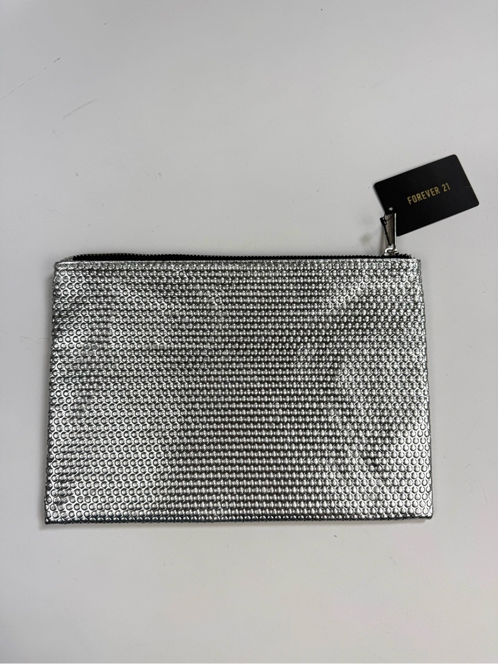 Forever 21 Silver silver flat zip pouch